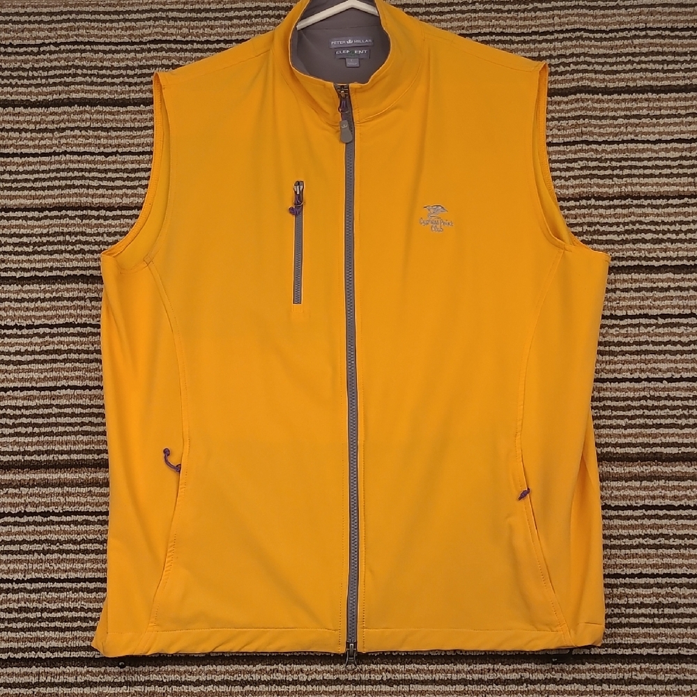 PETER MILLAR Cypress Point Club Golf Gold Element Wind Full Zip Large Mens Vest